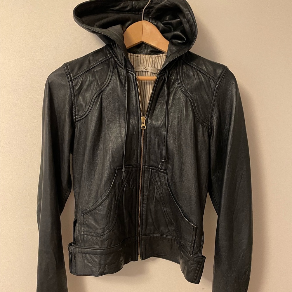 Mike & Chris Leather Zip Front Hoodie